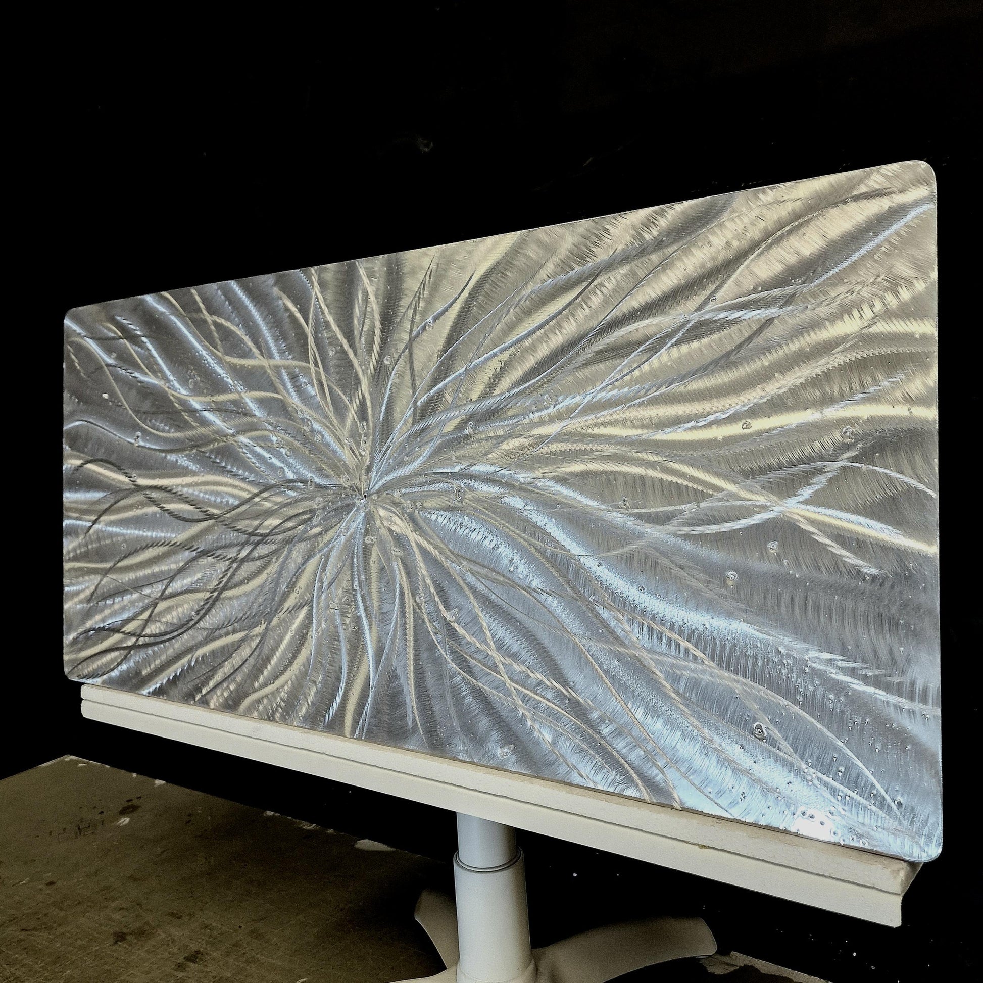 RGB LED Metal Wall Sculpture: Infused Crushed Glass Modern Art, 32x16"