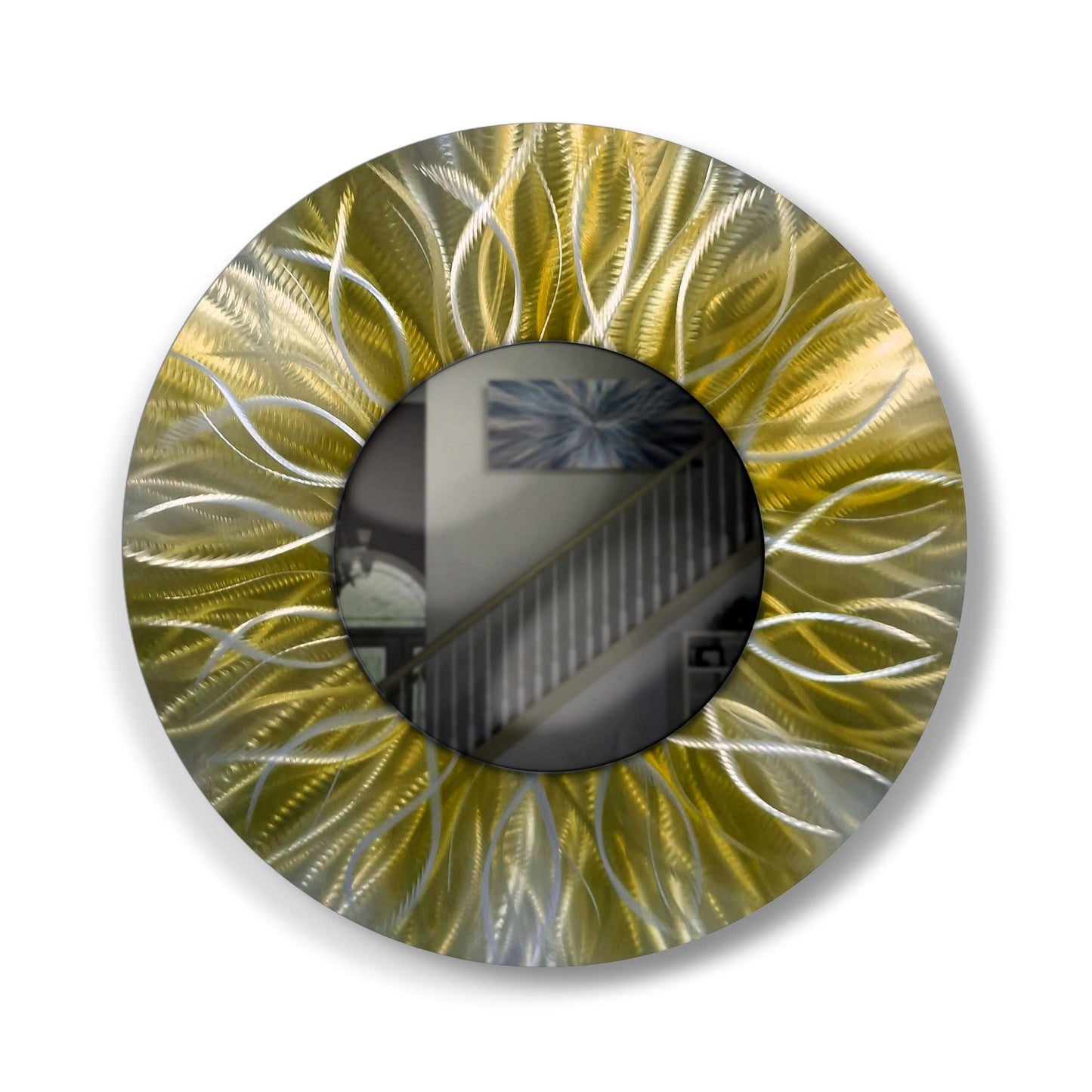 Round Decorative Wall Mirror, Modern Metal Art Sculpture, Abstract Wall Hanging Accent & Home Decor