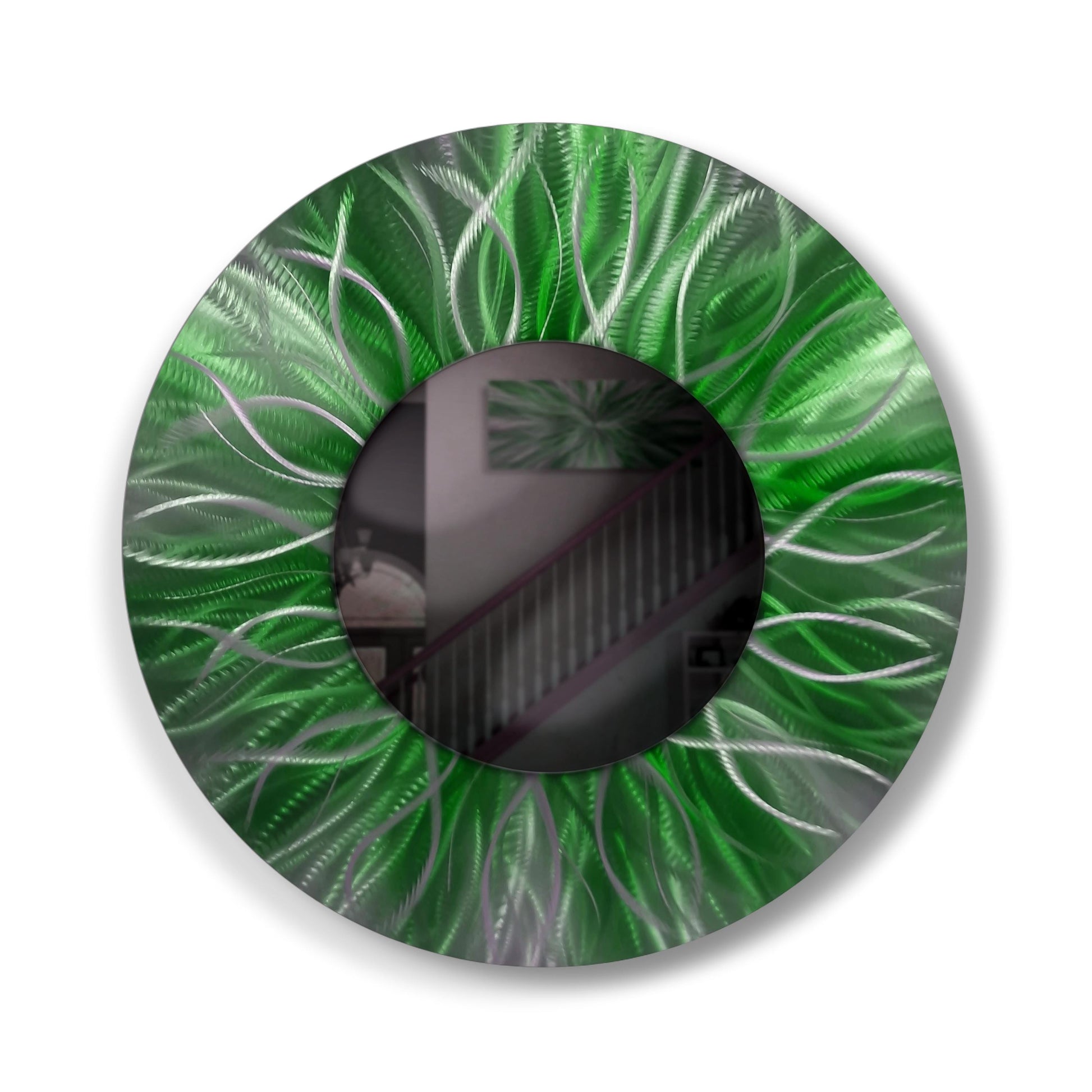 Round Decorative Wall Mirror, Modern Metal Art Sculpture, Abstract Wall Hanging Accent & Home Decor