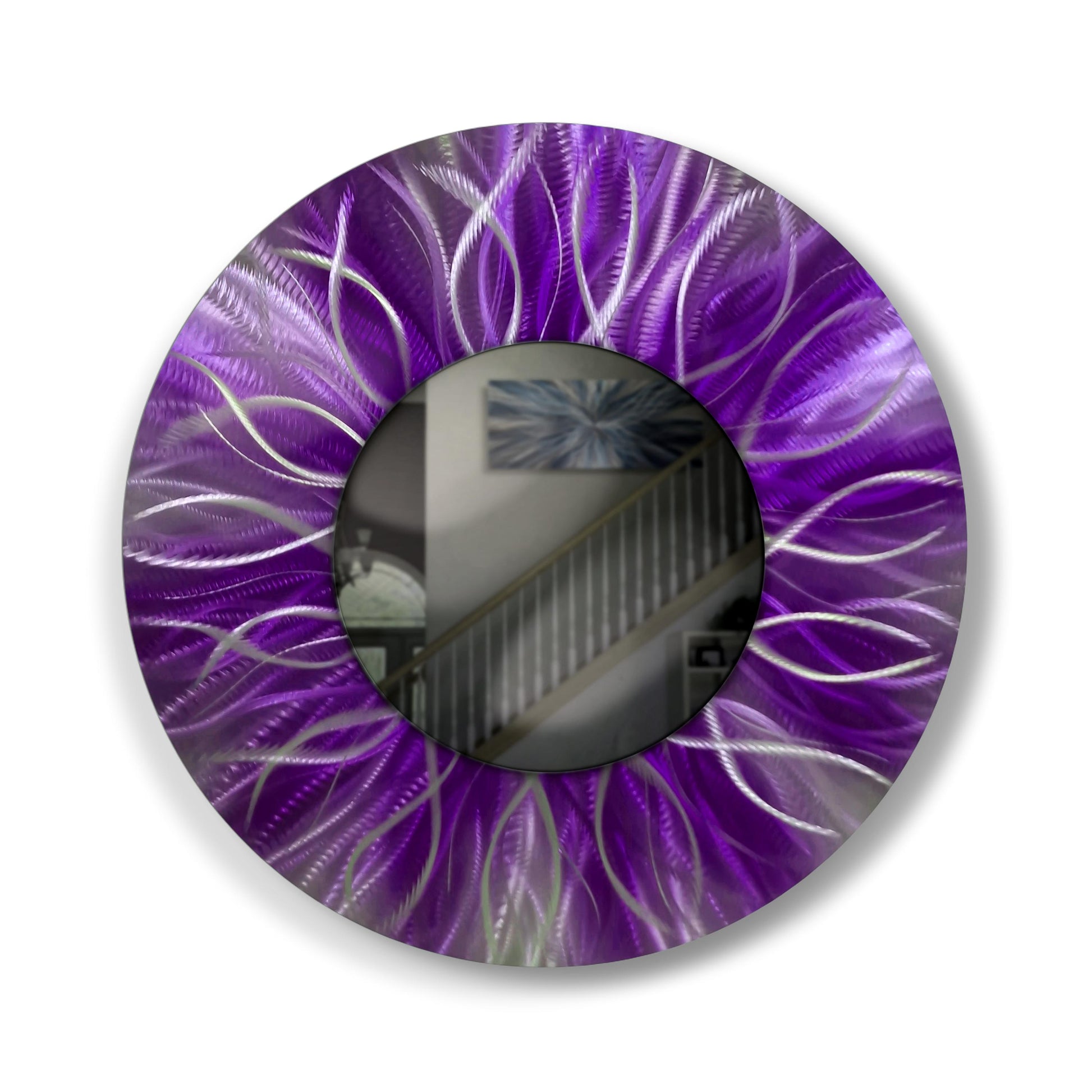 Round Decorative Wall Mirror, Modern Metal Art Sculpture, Abstract Wall Hanging Accent & Home Decor