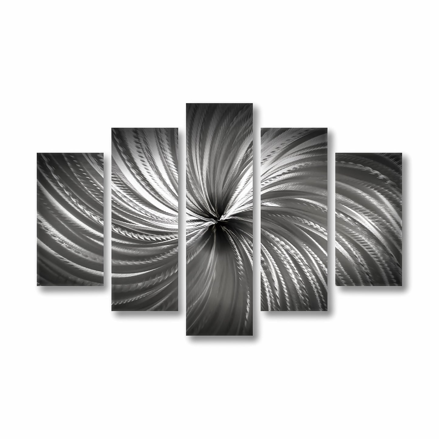 Silver Metal Wall Art Set: Crushed Glass Abstract Sculpture