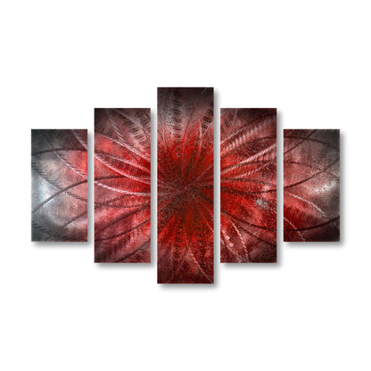 Teal Metal Wall Art Set: Crushed Glass Abstract Sculpture, Modern Home Decor