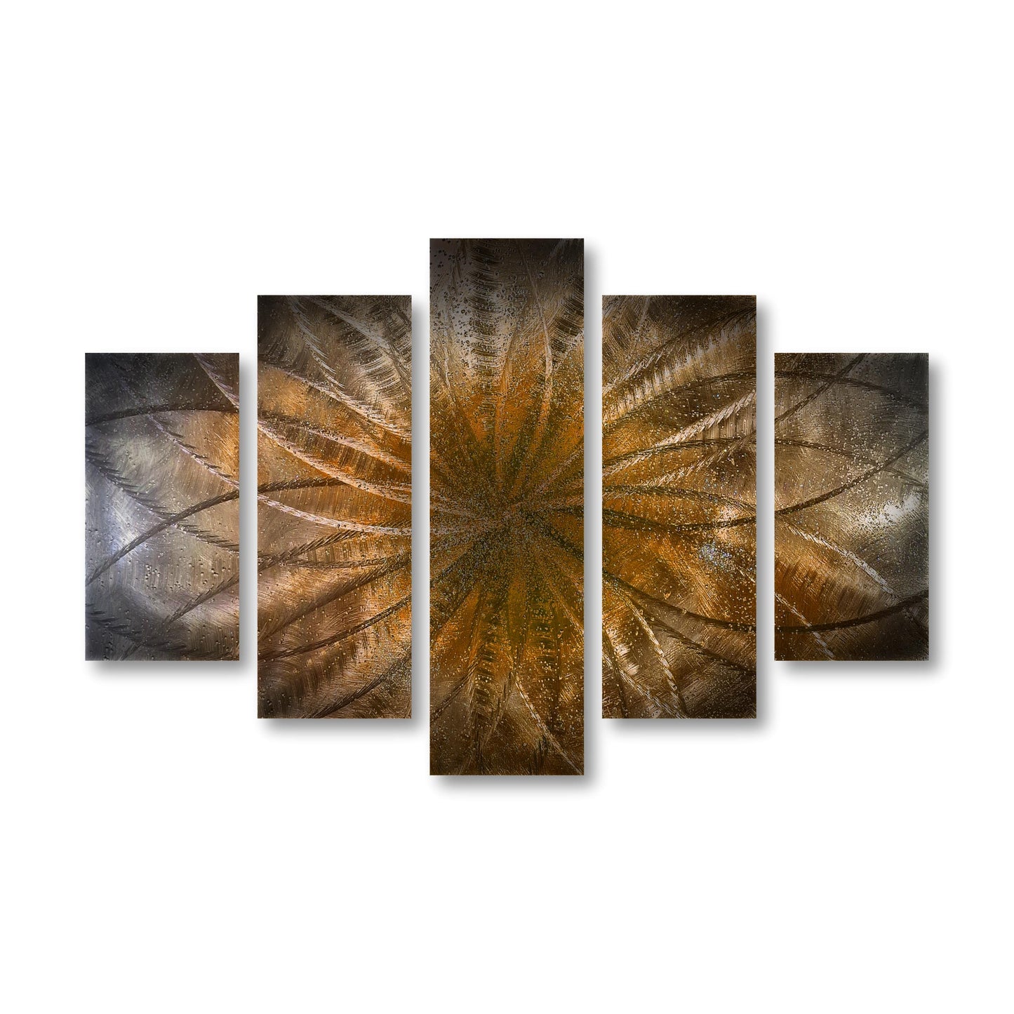 Teal Metal Wall Art Set: Crushed Glass Abstract Sculpture, Modern Home Decor