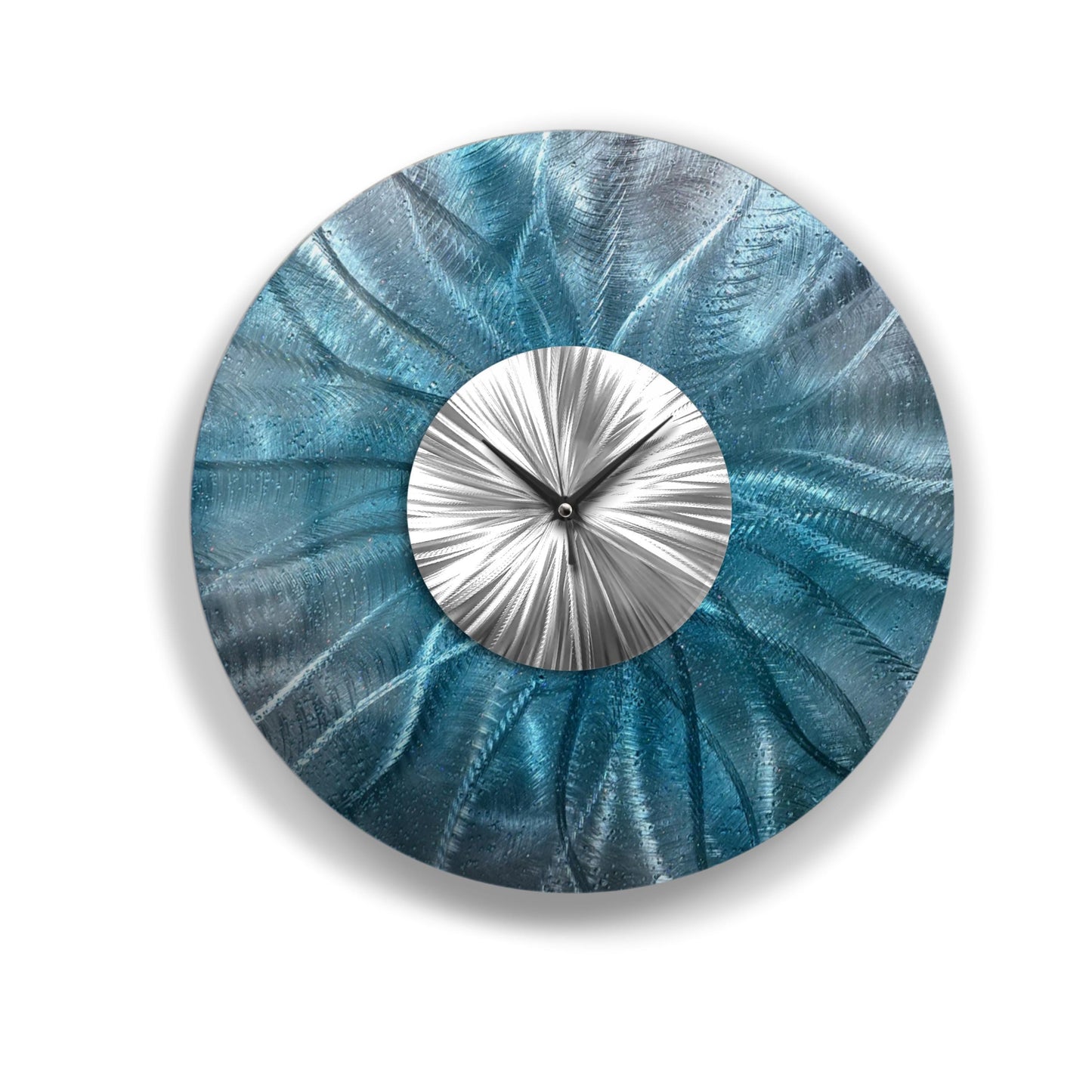 Teal Metal Wall Clock: Unique Abstract Wall Sculpture, 24"