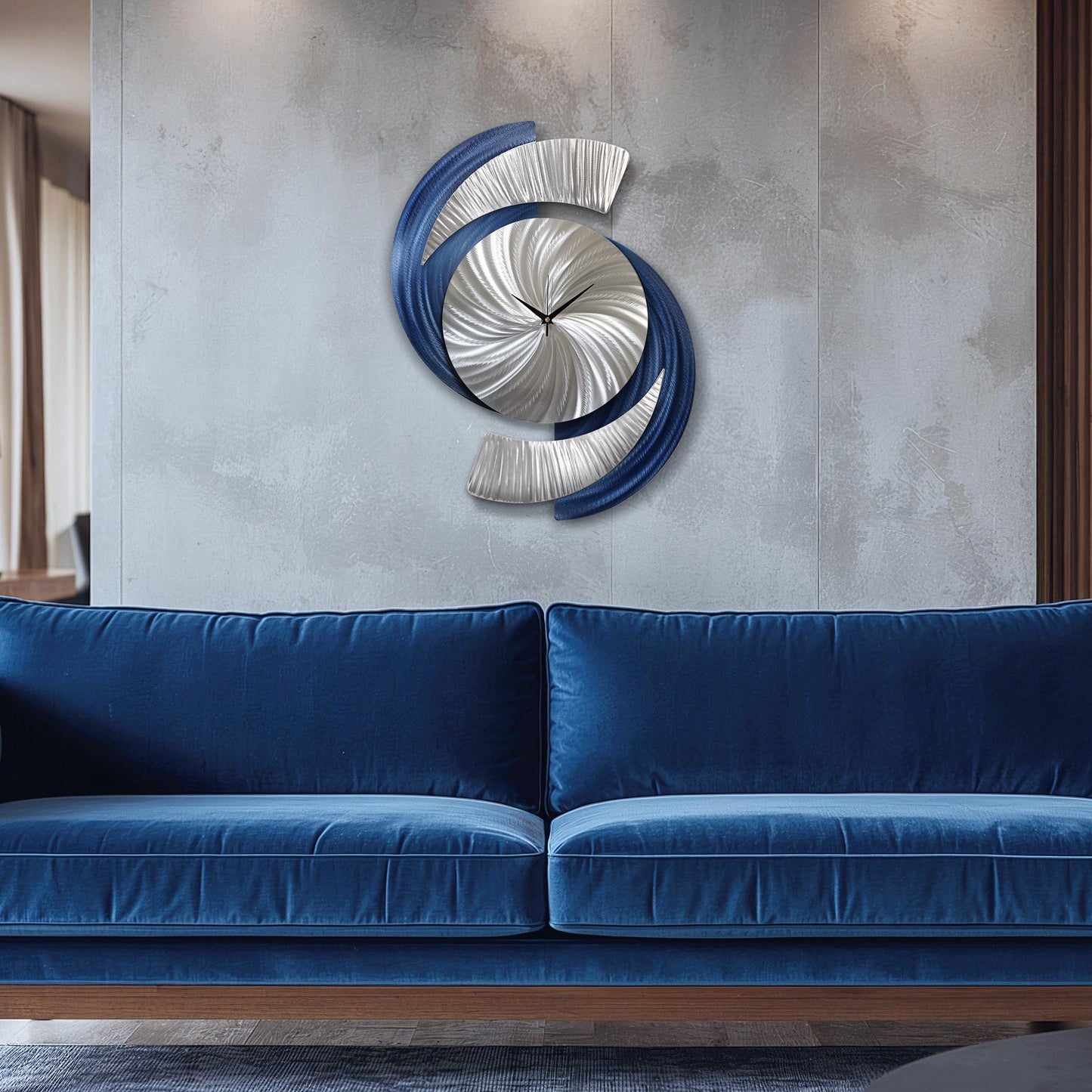 Unique Wall Clock: Abstract Modern Silver Metal Sculpture, 18x24"