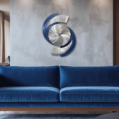 Unique Wall Clock: Abstract Modern Silver Metal Sculpture, 18x24"