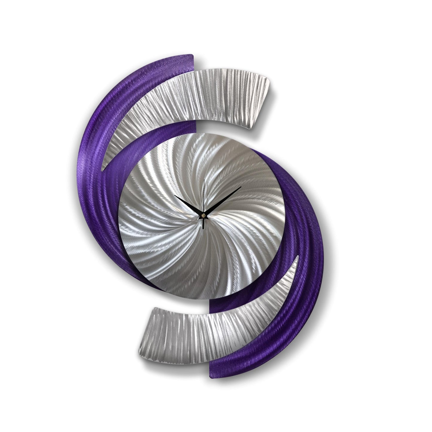 Unique Wall Clock: Abstract Modern Silver Metal Sculpture, 18x24"