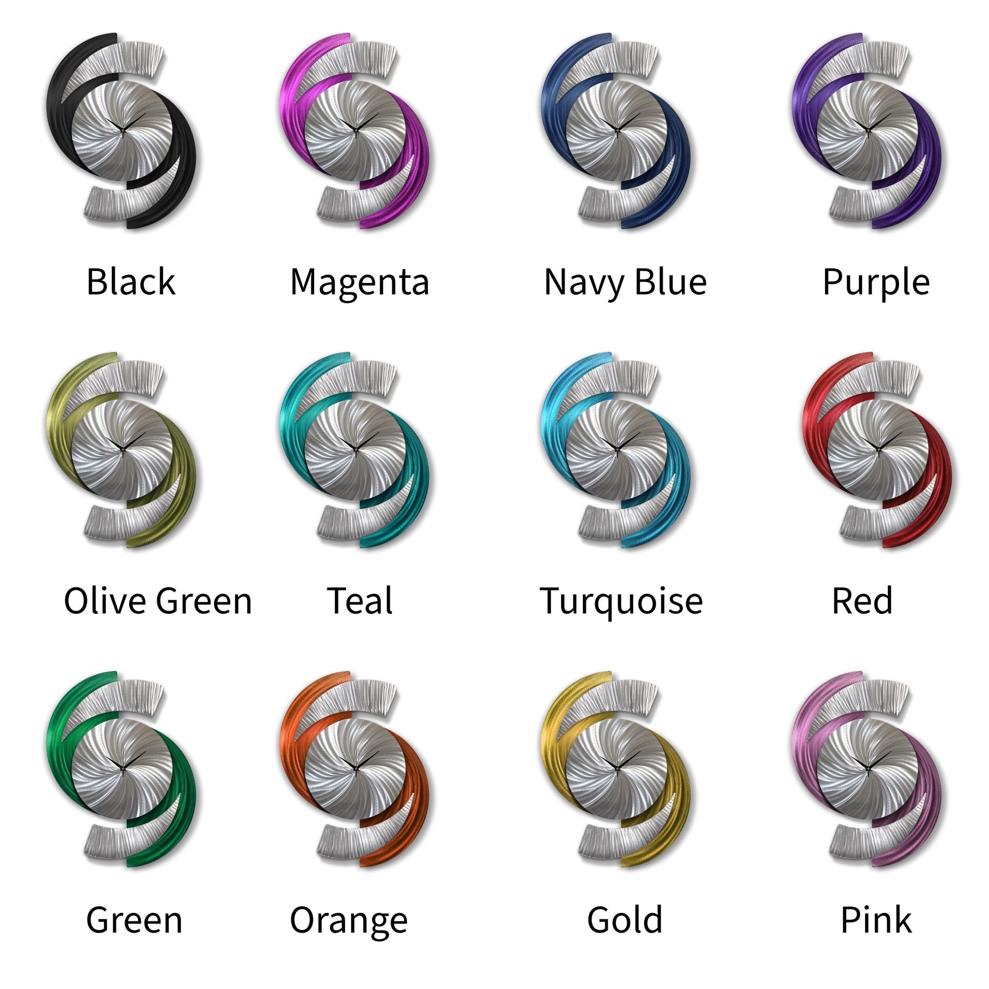 Unique Wall Clock: Abstract Modern Silver Metal Sculpture, 18x24"