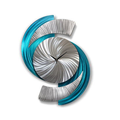 Unique Wall Clock: Abstract Modern Silver Metal Sculpture, 18x24"