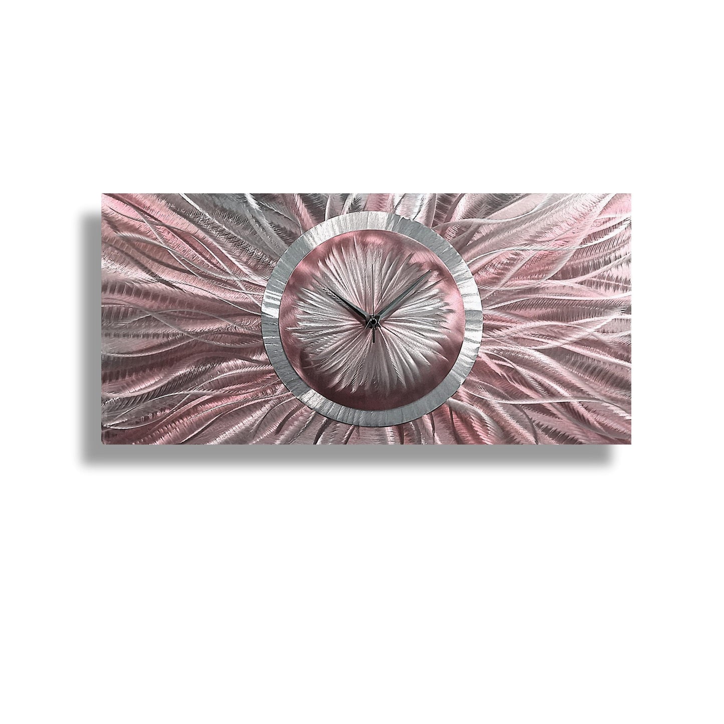 Unique Wall Clock in Rose Gold & Silver Metal Art, Modern Wall Sculpture for Home Decor