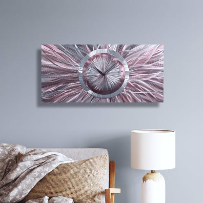 Unique Wall Clock in Rose Gold & Silver Metal Art, Modern Wall Sculpture for Home Decor