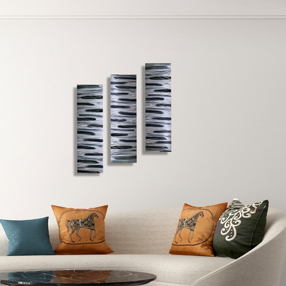 Black and Silver 3 Piece Wall Art Title Stroke of Brilliance
