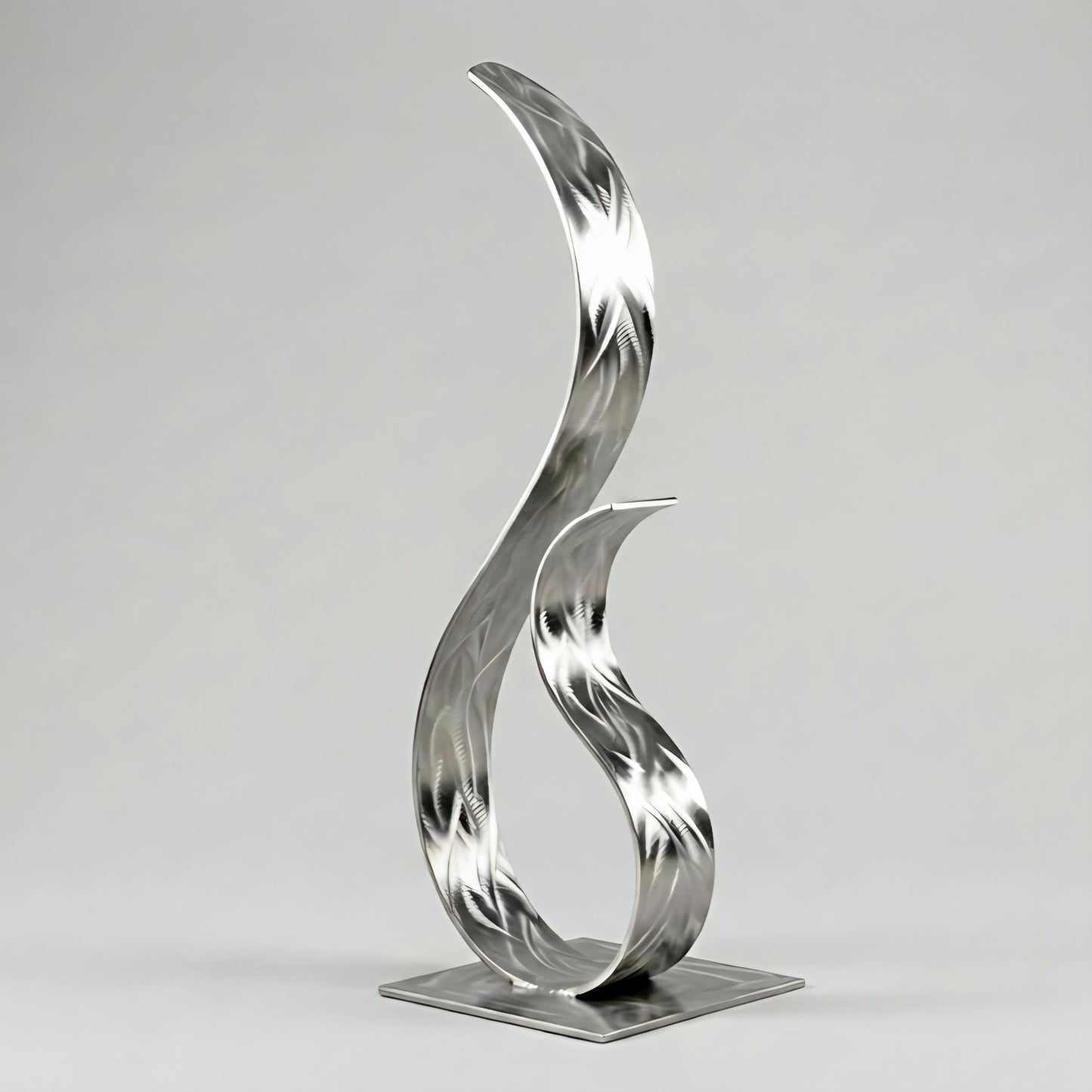 Modern Metal Sculpture in Silver: Wish
