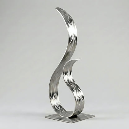 Modern Metal Sculpture in Silver: Wish