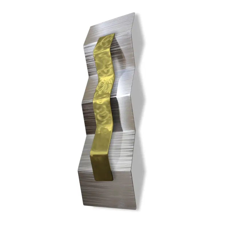 Abstract Art Sculpture Titled ZigZag - 1 Panel / 150 x 600mm Gold Wall