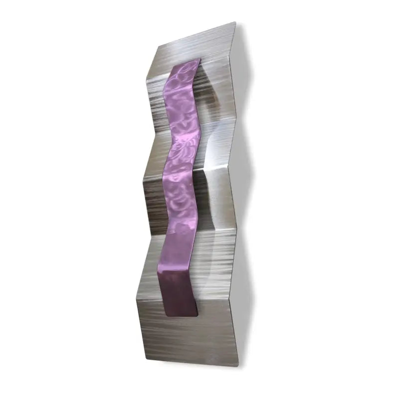 Abstract Art Sculpture Titled ZigZag - 1 Panel / 150 x 600mm Rose Pink Wall