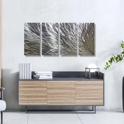Abstract Modern Metallic Art Set Titled Kosmosis - Modern Elements Metal Art - ME78738J