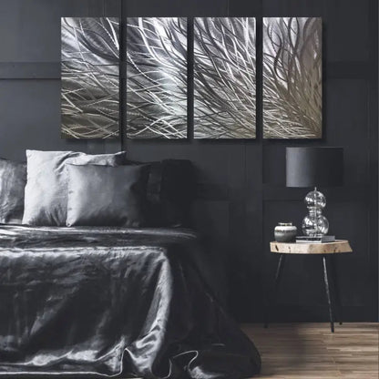 Abstract Modern Metallic Art Set Titled Kosmosis - Modern Elements Metal Art - ME78738J