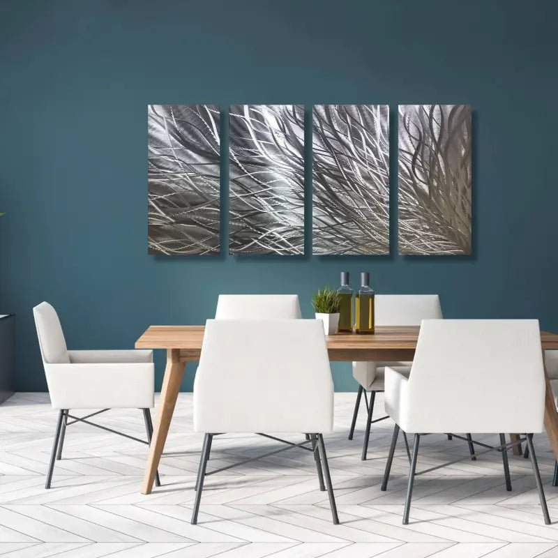 Abstract Modern Metallic Art Set Titled Kosmosis - Modern Elements Metal Art - ME78738J