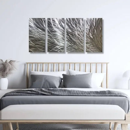 Abstract Modern Metallic Art Set Titled Kosmosis - Modern Elements Metal Art - ME78738J