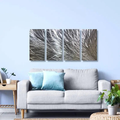 Abstract Modern Metallic Art Set Titled Kosmosis - Modern Elements Metal Art - ME78738J