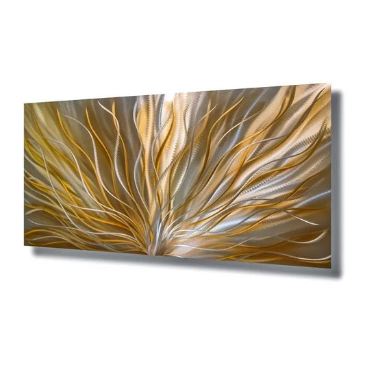 Abstract Orange Metal Wall Art Titled InBloom - Modern Elements Metal Art - ME6838Y