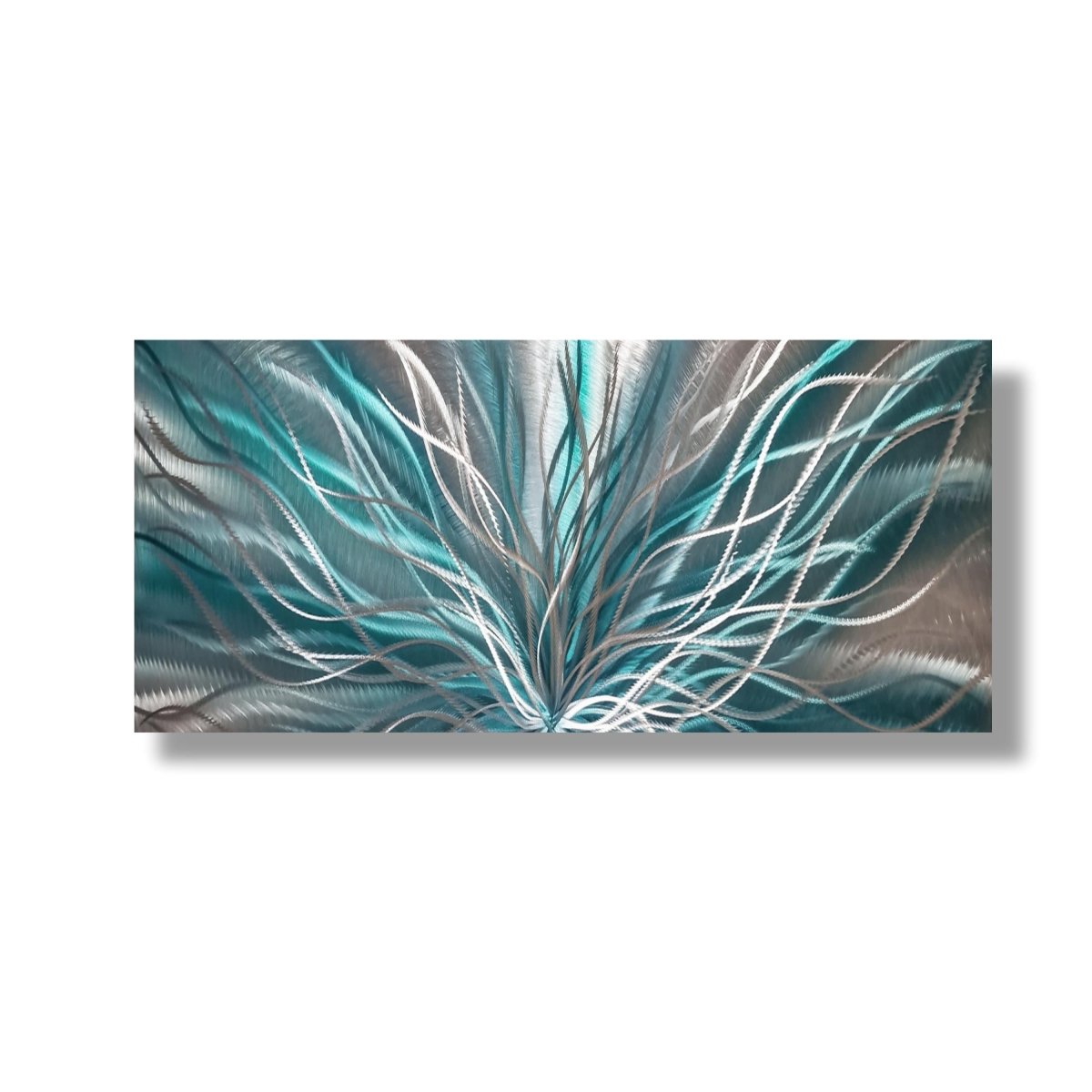Abstract Teal & Silver Metal Wall Art – Modern Statement – Unique Contemporary Decor - Modern Elements Metal Art - ME7795HJ