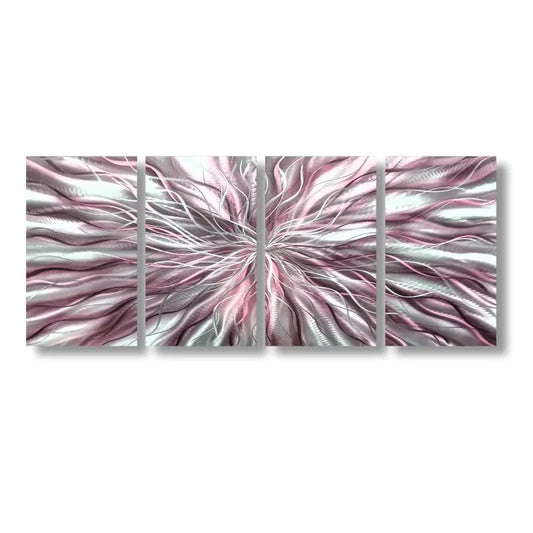 Large Metal Wall Art Titled "Radiation" Set of 4 (Pink Edition) - Modern Elements Metal Art