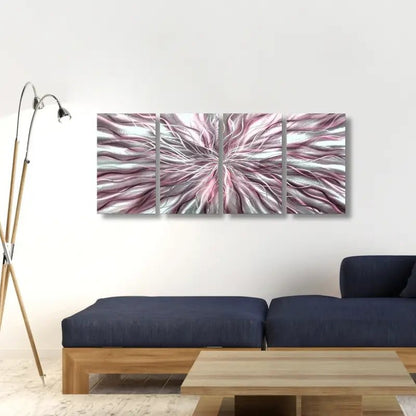 Abstract Wall Art Titled Radiation Set of 4 (Pink Edition) - Modern Elements Metal Art - INV53783