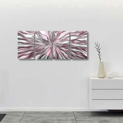 Abstract Wall Art Titled Radiation Set of 4 (Pink Edition) - Modern Elements Metal Art - INV53783