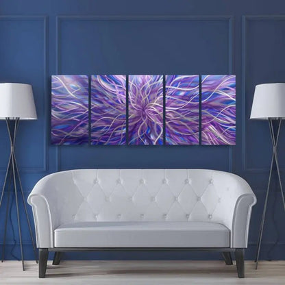 Abstract Wall Artwork Painting Tiled Radiation (Purple & Blue Edition) - Modern Elements Metal Art - ME67389ZX