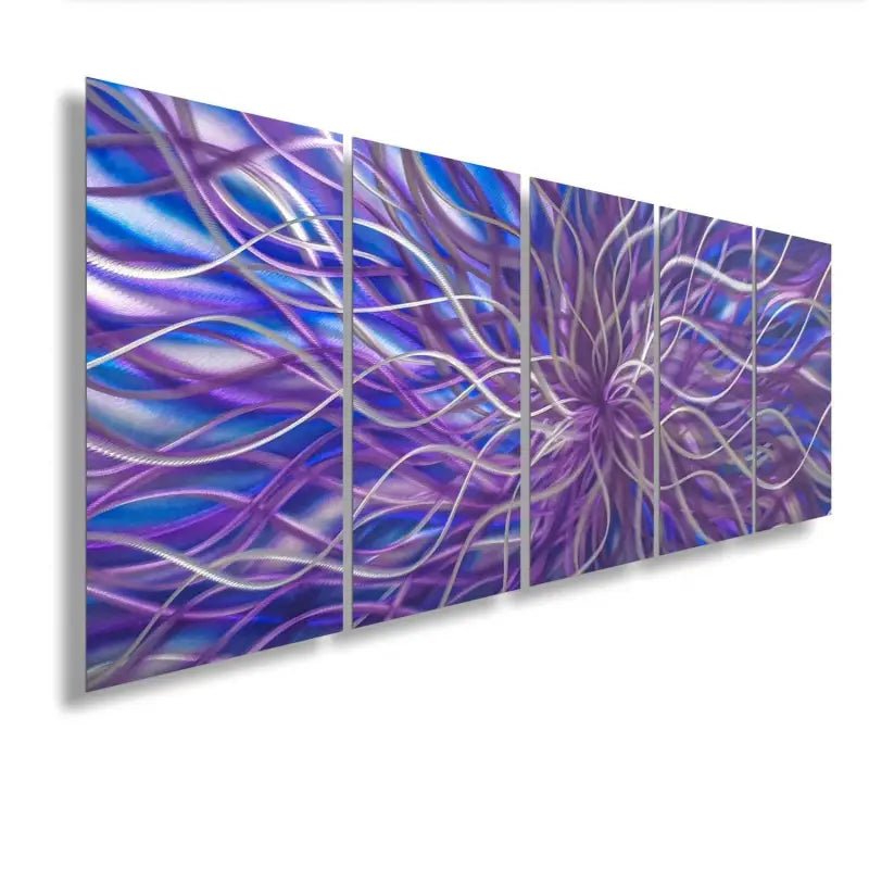 Abstract Wall Artwork Painting Tiled Radiation (Purple & Blue Edition) - Modern Elements Metal Art - ME67389ZX