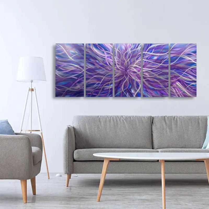 Abstract Wall Artwork Painting Tiled Radiation (Purple & Blue Edition) - Modern Elements Metal Art - ME67389ZX