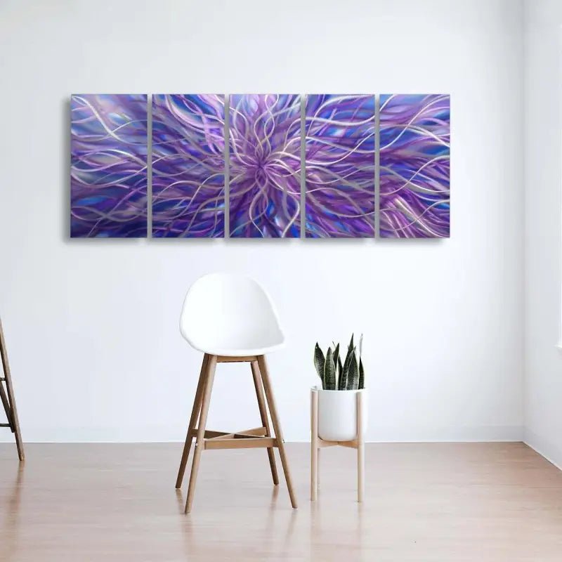 Abstract Wall Artwork Painting Tiled Radiation (Purple & Blue Edition) - Modern Elements Metal Art - ME67389ZX