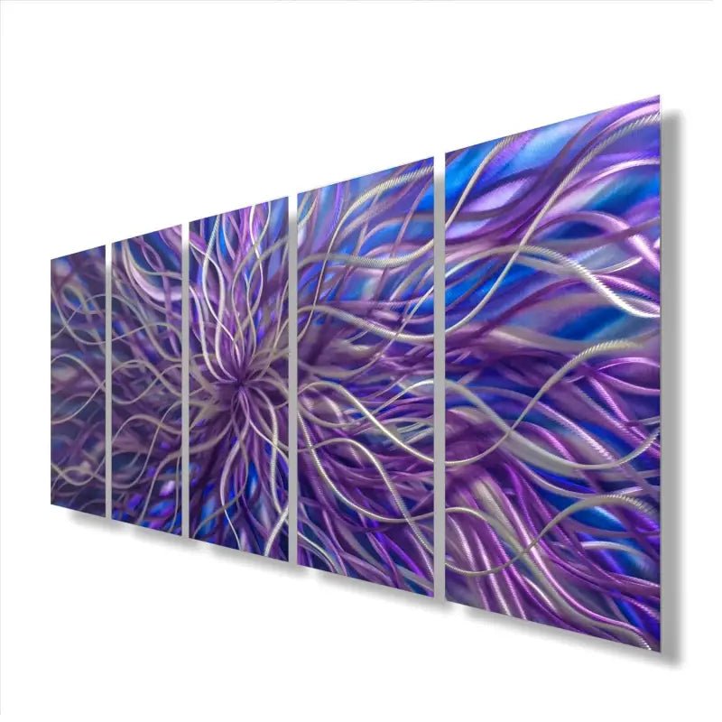 Abstract Wall Artwork Painting Tiled Radiation (Purple & Blue Edition) - Modern Elements Metal Art - ME67389ZX