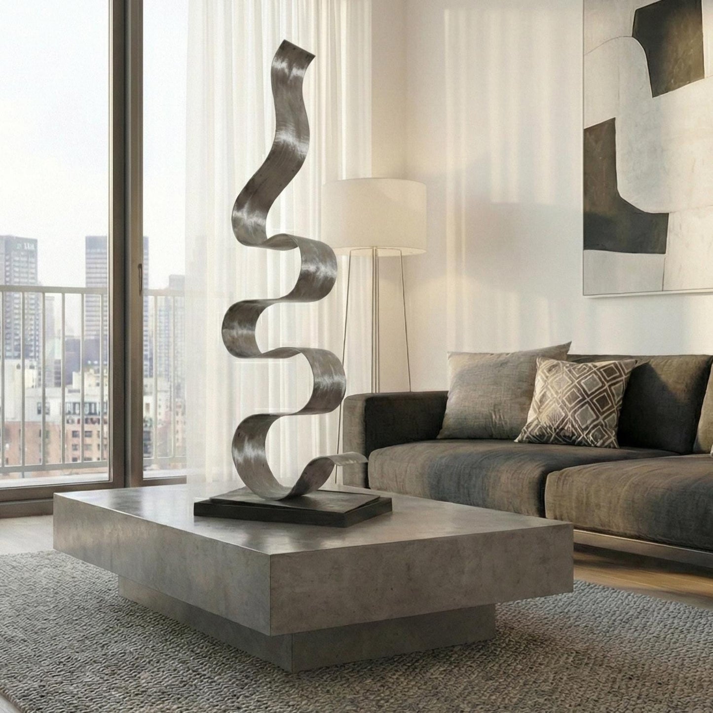 Abstract Sculpture in Metal Handcrafted Luxury Modern Art - Indoors or Outdoors