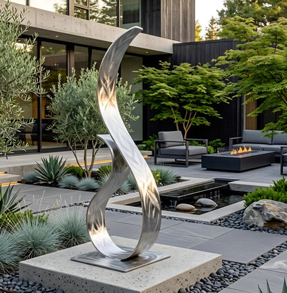 Modern Metal Sculpture in Silver: Wish