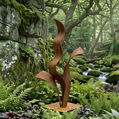 Rustic Metal Plant Sculpture Titled Florez