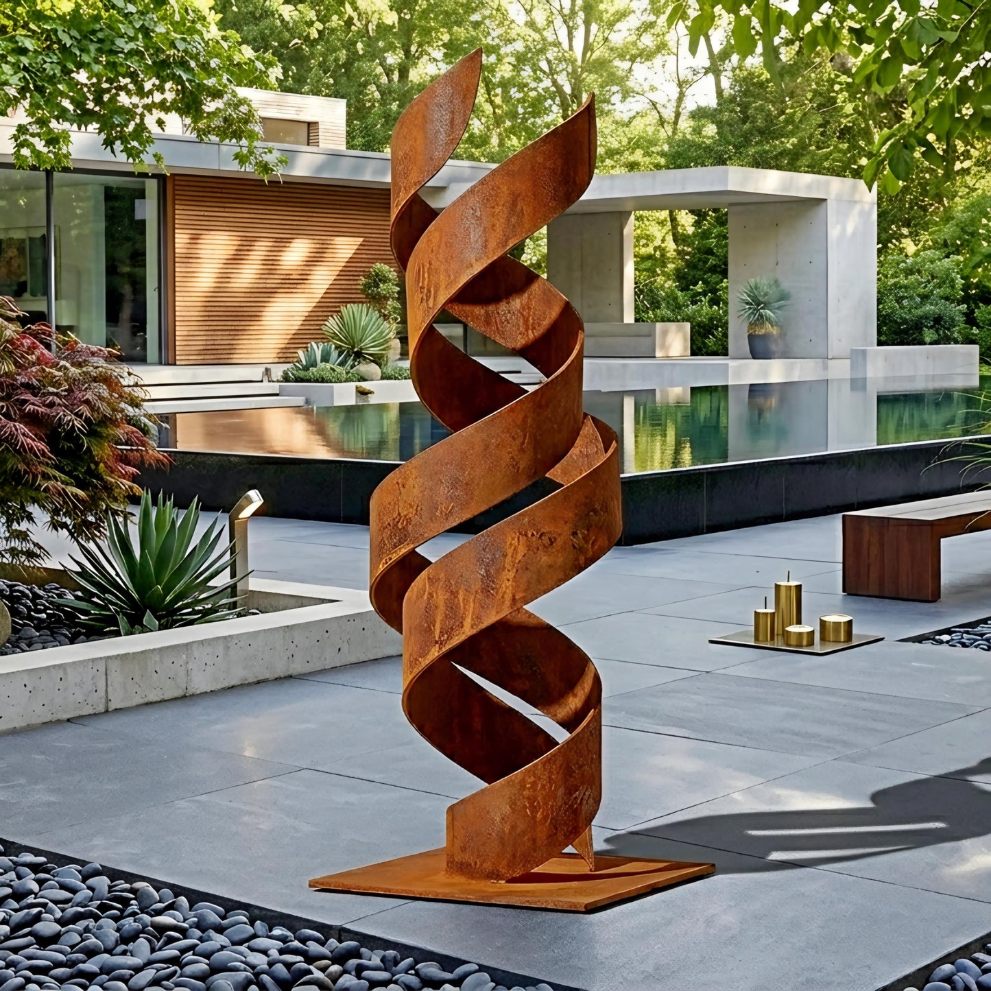Modern Rusted Metal Spiral Sculpture Titled Twirlix