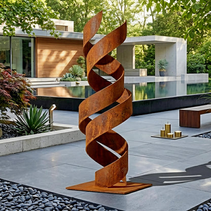 Modern Rusted Metal Spiral Sculpture Titled Twirlix