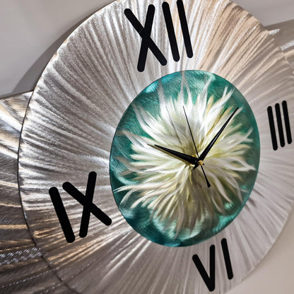 Flower Large Wall Clock Titled Sterling Bloom