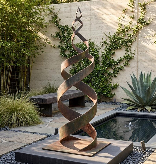Garden Metal Sculpture with Rust Patina