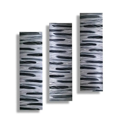 Black and Silver 3 Piece Wall Art Title Stroke Christopher Henderson