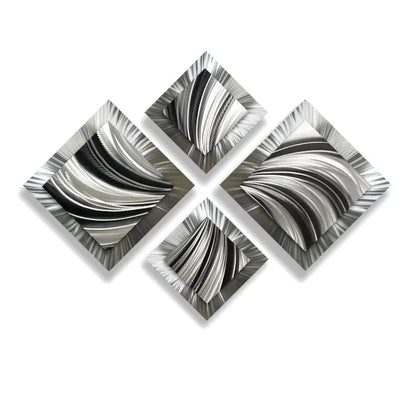 Black and Silver Wall Art Titled "X - Spiral" - Modern Elements Metal Art - M786289