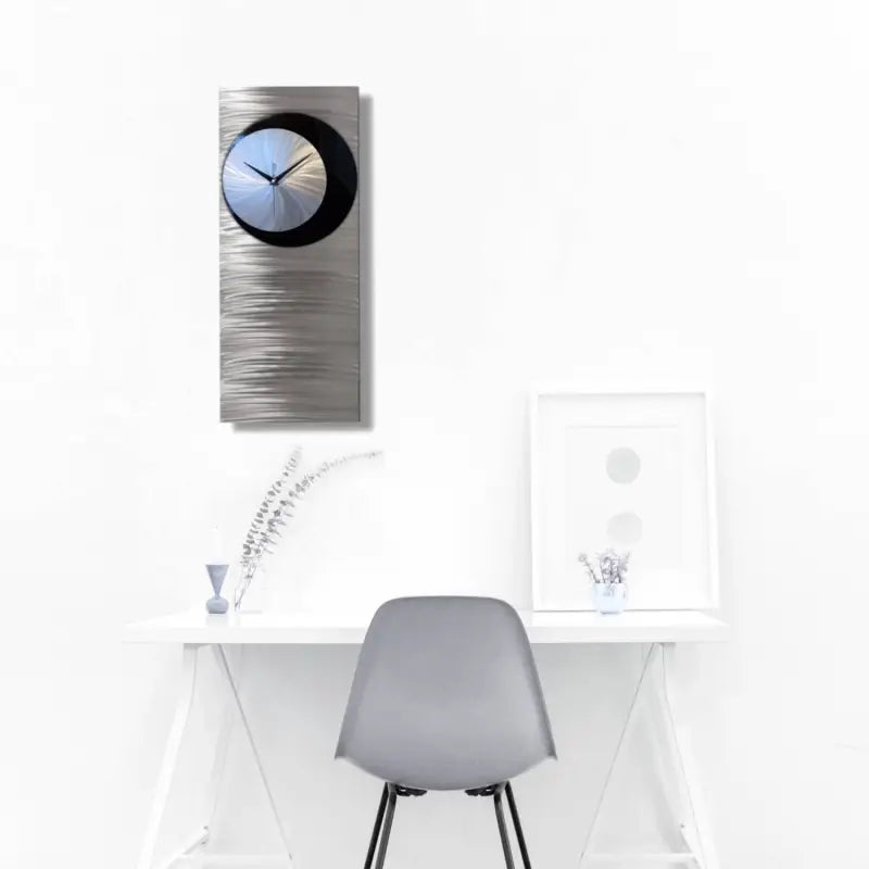 Modern Wall Clock Titled "Shadow" - Modern Elements Metal Art
