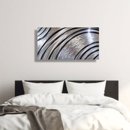 Black & Silver Metal Wall Art – Modern Sculpture & Large Contemporary Wall Hanging - Modern Elements Metal Art - MA36272M