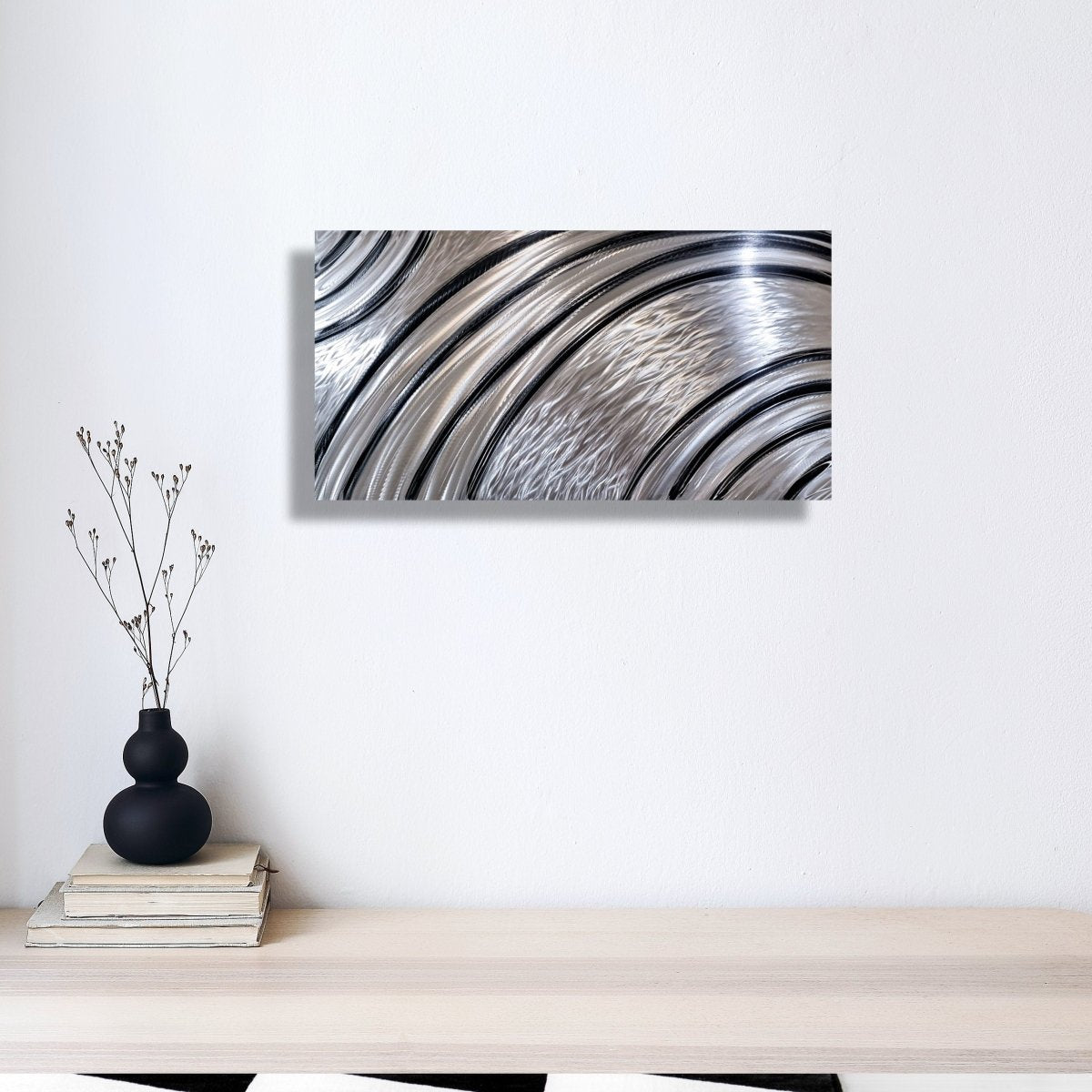 Black & Silver Metal Wall Art – Modern Sculpture & Large Contemporary Wall Hanging - Modern Elements Metal Art - MA36272M