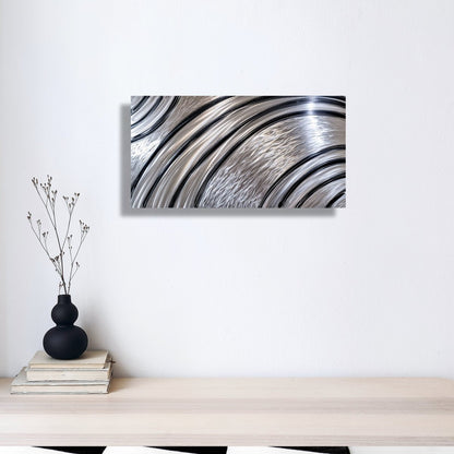 Black & Silver Metal Wall Art – Modern Sculpture & Large Contemporary Wall Hanging - Modern Elements Metal Art - MA36272M