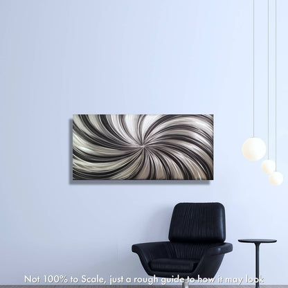 Black & Silver Metal Wall Art Painting Titled Black Spiral - Modern Elements Metal Art - MY7883SX
