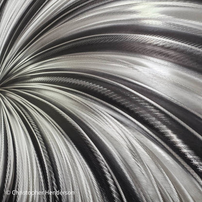 Black & Silver Metal Wall Art Painting Titled Black Spiral - Modern Elements Metal Art - MY7883SX
